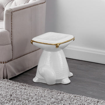 Caspian 14.75" Modern Bohemian Ceramic Turtle Indoor/Outdoor Garden Stool